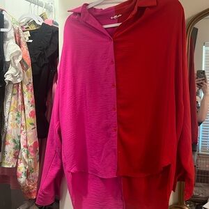 Oversized color block blouse